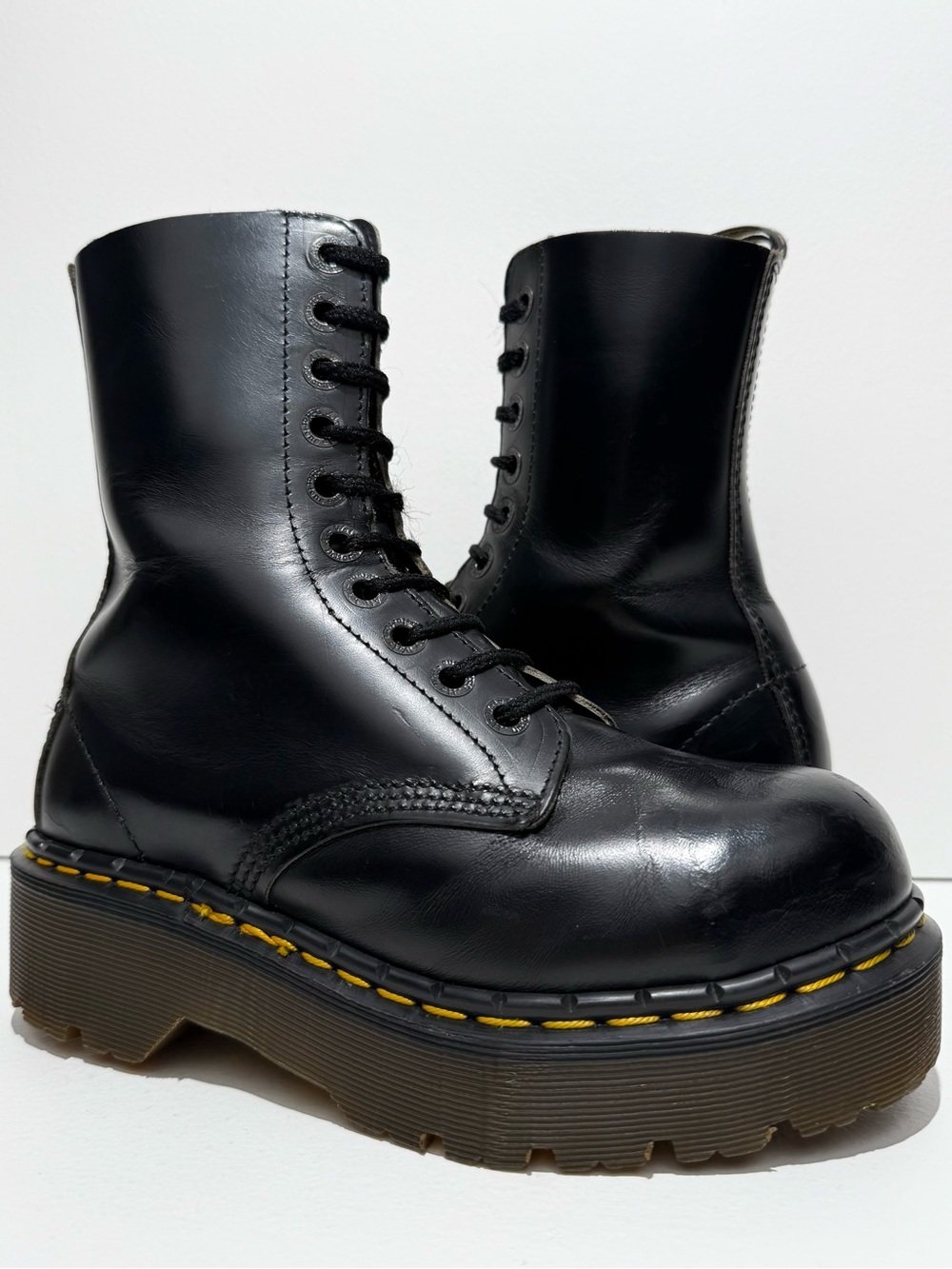 Vintage Dr. Martens 1919 England Holy Grail Envy Black Platform 10 Eye Boots UK